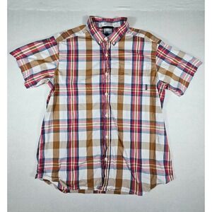 Columbia Mens XL Regular Fit Plaid Short Sleeve Button Down Shirt AM9132 Brown